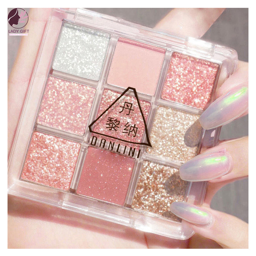 Phấn mắt kim tuyến 9 ô nhũ lì kim tuyến quyến rũ nữ tính Lady Gift - Không thấm nước- Lâu trôi