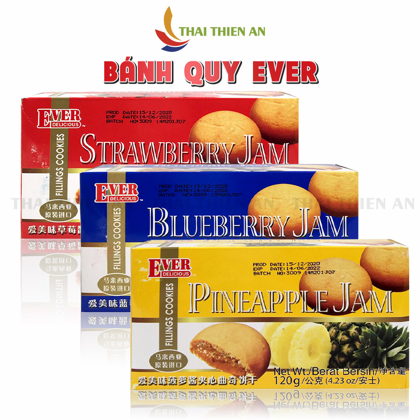 Bánh quy nhân mứt dứa EVER Malaysia - hộp 120gr - Jam fllings cookies