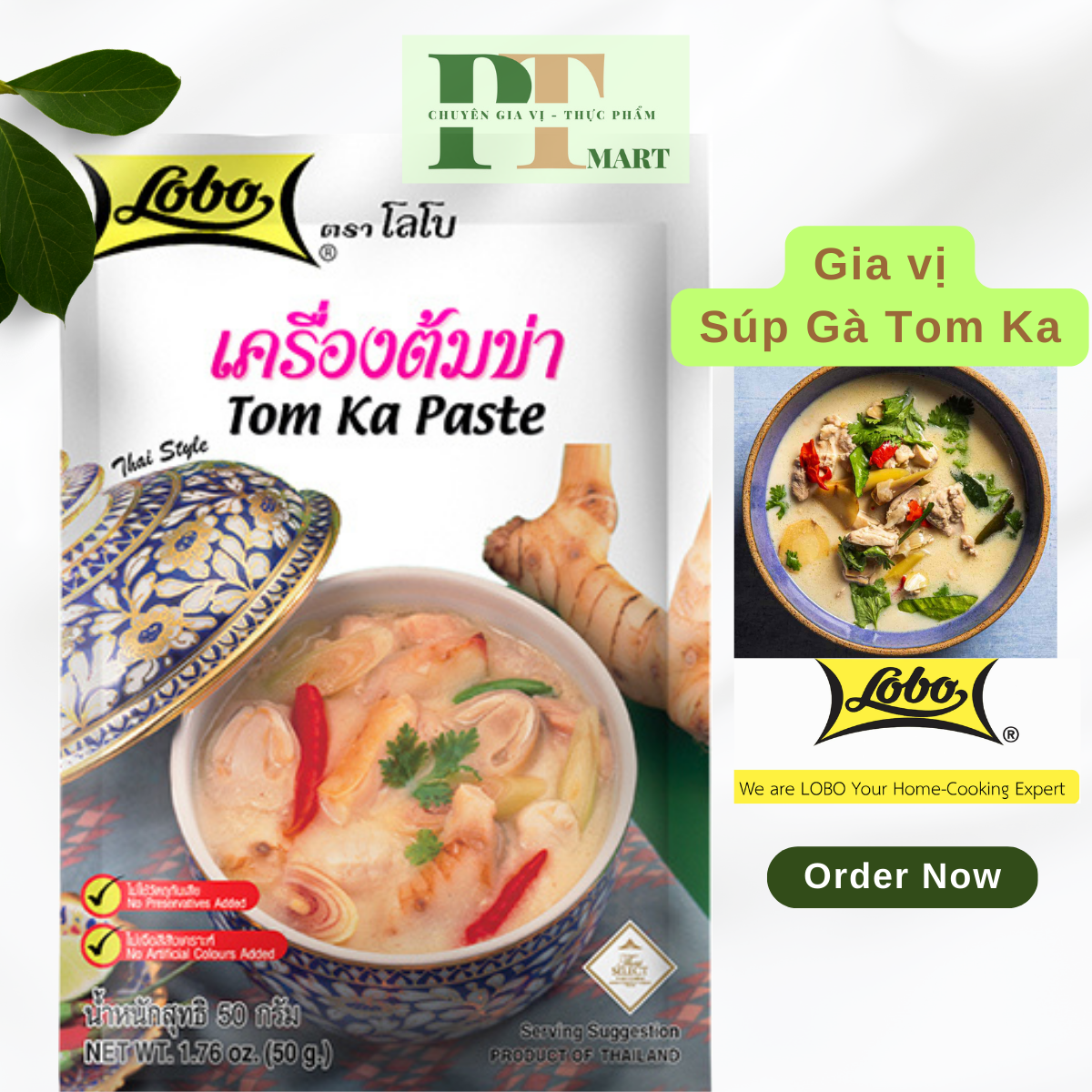 Gia vị Súp Hầm Gà hiệu Lobo / Lẩu ngọt Tom Kha Paste/ Tom Ka Paste gói 50gr
