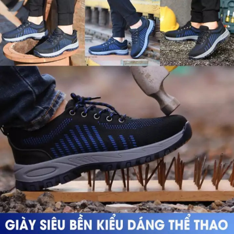Giày Bảo Hộ Lao Động Nam Siêu Bền Mũi Sắt M2 – Đế Lót Thép Chống Đinh, Chống Dập Ngón, Chống Tĩnh Điện, Chống Dầu, Chống Trơn Trượt Làm Việc An Toàn, Giầy Mũi Thép Bảo Hộ Lao Động, Giày Bảo Hộ Thời Trang mẫu gb03
