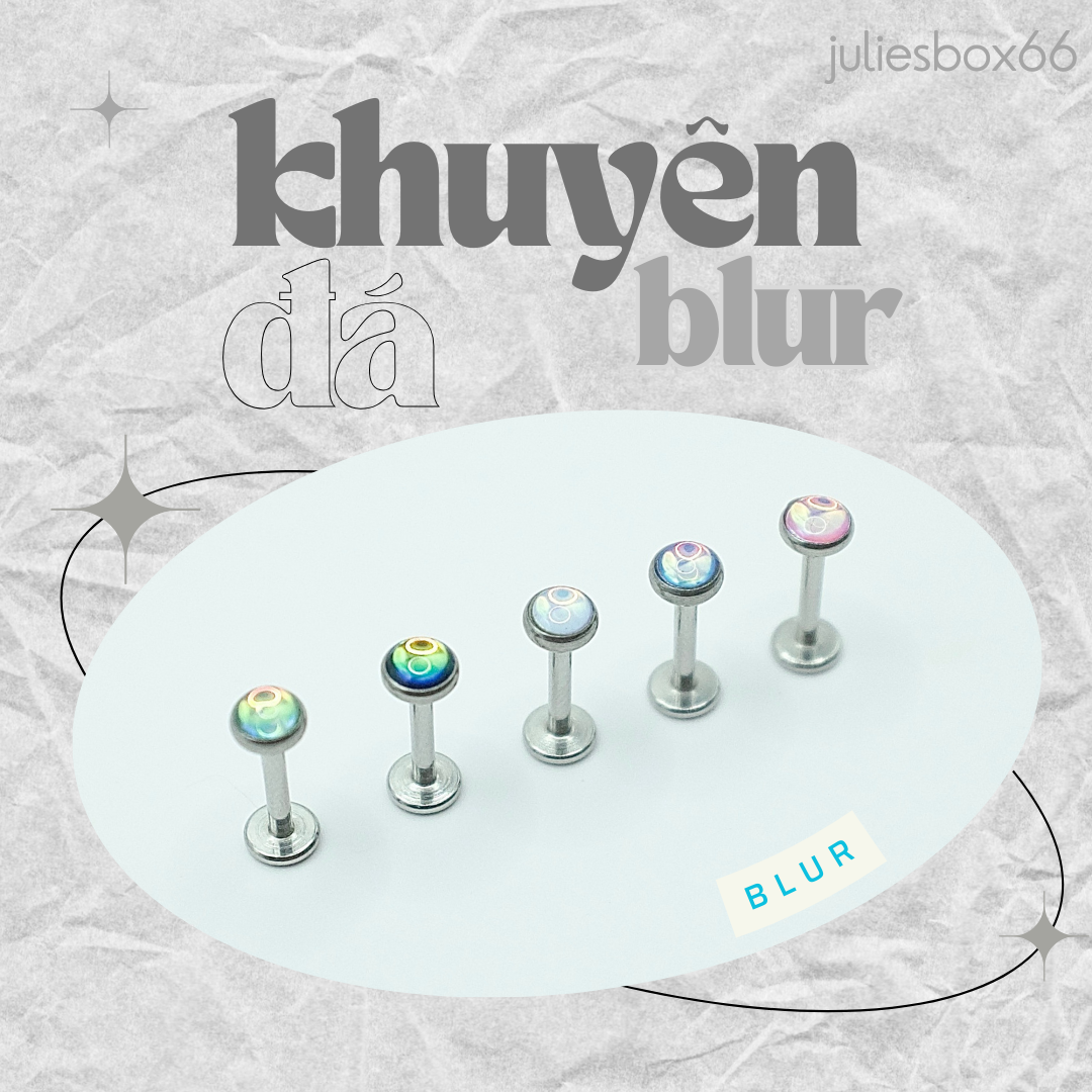   1 CHIẾC  Khuyên Tai Nam Nữ Đá Blur Tragus Bệ Bấu Thân Bạc Unisex Cá Tính Không Gỉ Không Ngứa Không Bay Màu Julies Box 66 