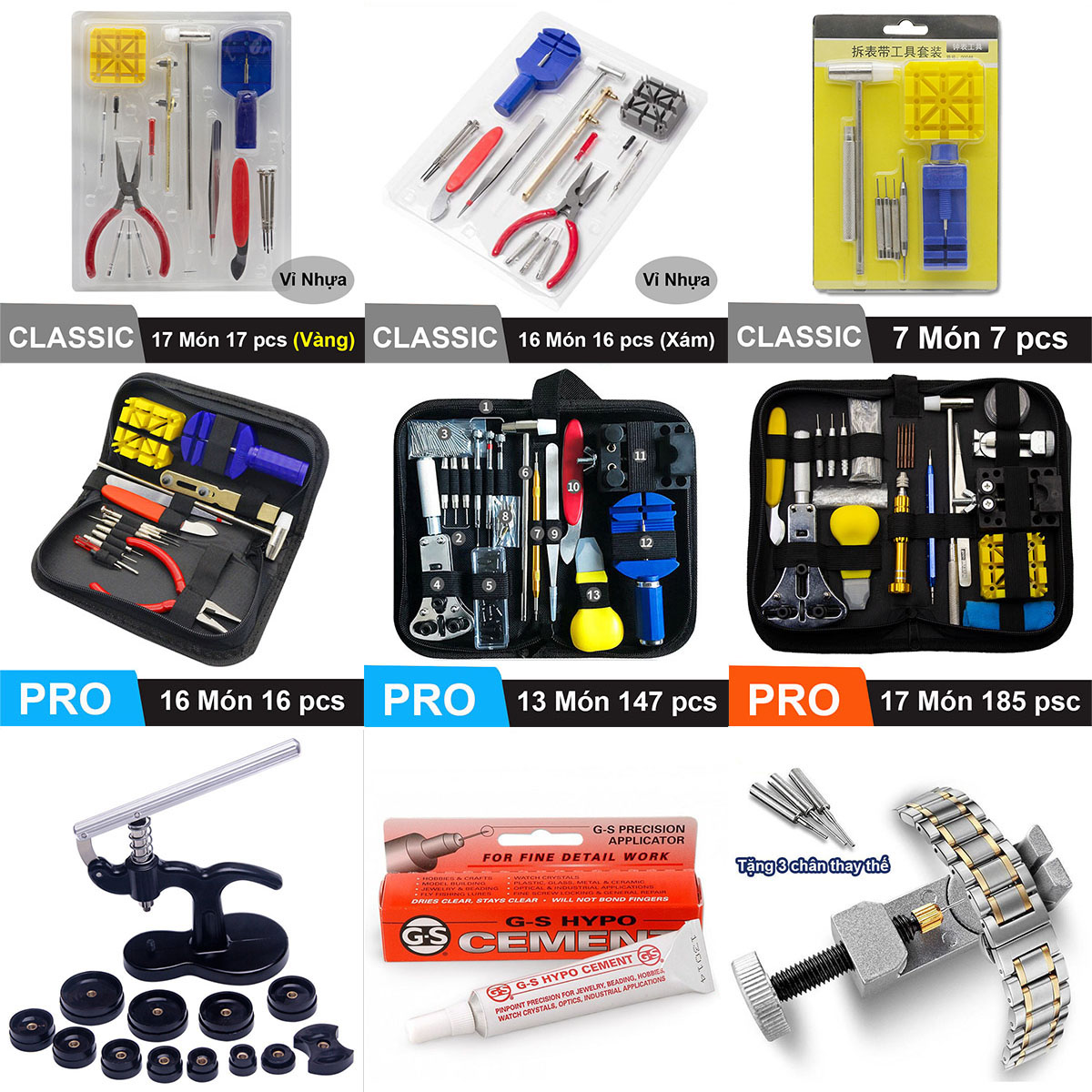 Kits repair Watch wristwatch dedicated (many patterns to choose, remove eye, wire Collector, replace the battery, claim to open the back cover,...) | Kojmac GDB115