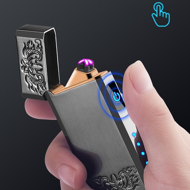 Bật lửa LIGHTER cảm ứng 2 tia plasma chéo vỏ kim loại cực đẹp