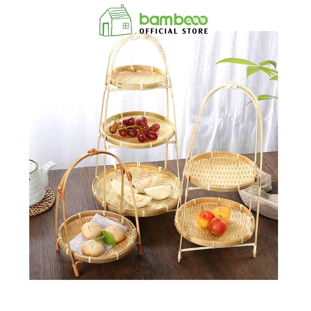 Khay tre nhiều tầng đa năng Bambooo Eco khay trang trí decor tre tự nhiên thân thiên môi trường