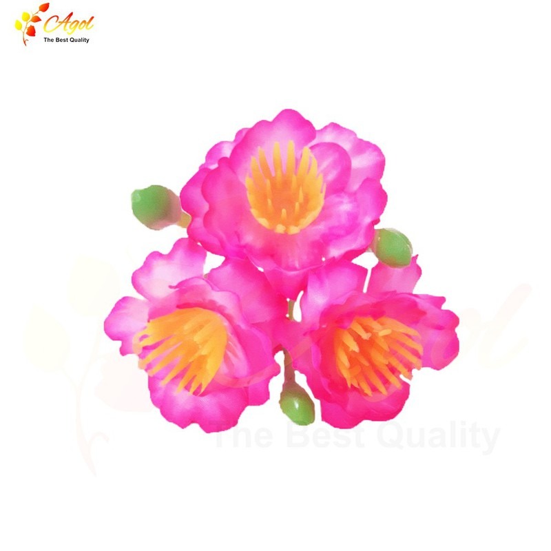 20 chùm hoa đào  mỗi chùm 3 bông và 3 nụ - hoa đào chùm 3 bông