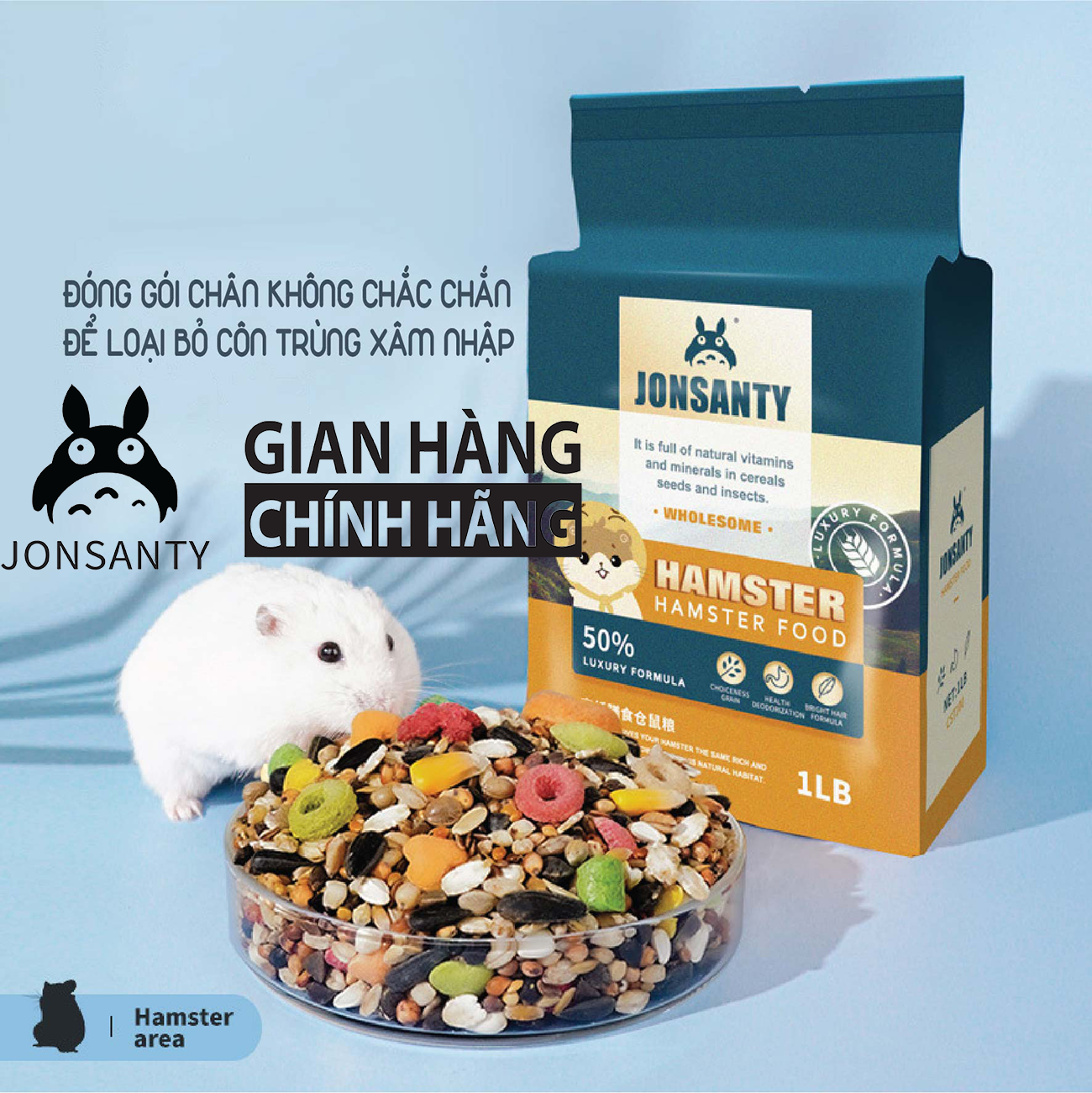 Ngũ cốc cho hamster hạt dinh dưỡng cao cấp hàng chính hãng JONSANTY  Hàm lượng Protein cao giúp hamster tăng cường sức đề kháng gói lớn 450gram CST100