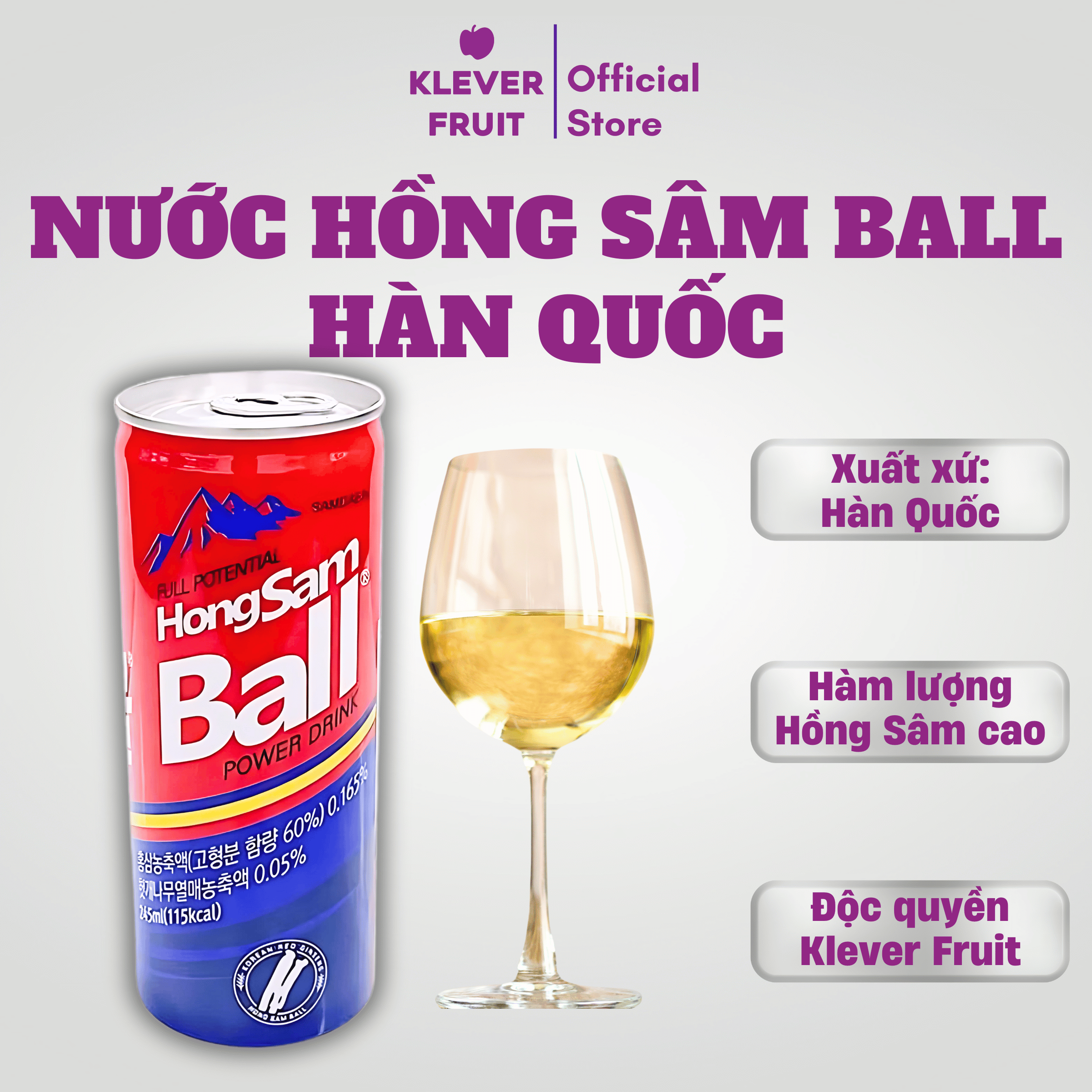 Nước Hồng Sâm Ball Hàn Quốc 245ml - Độc quyền Klever Fruit
