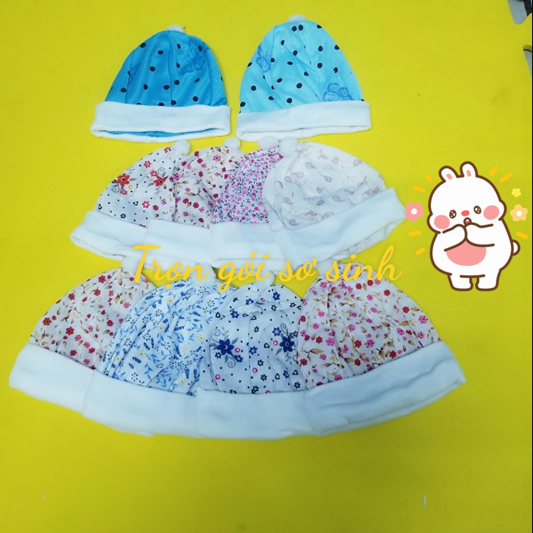 Combo 10 Nón bo rẻ chất cotton co giãn thích hợp bé trong tháng