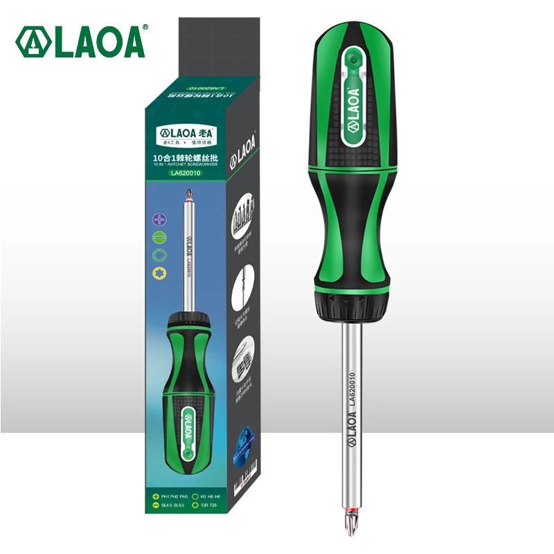 Bộ tua vít đa năng 10 trong 1 laoa la620010, thép hợp kim s2 siêu cứng, hàng chính hãng