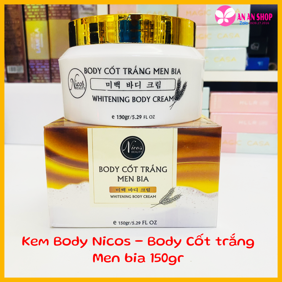 Kem body cốt trắng men bia nicos thanh nhi 150gr - mẫu mới 2022 - kem body men bia thanh nhi