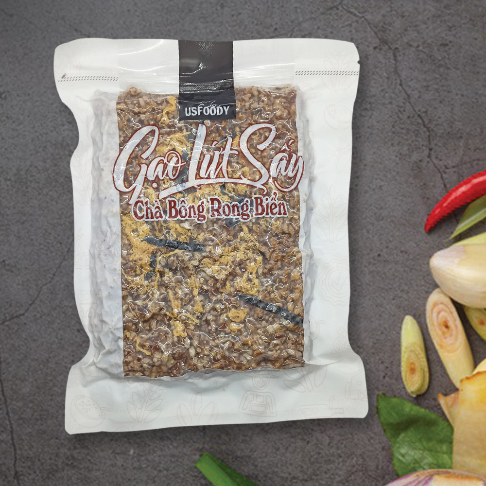 Gạo lứt sấy chà bông rong biển us food 200g - dạng miếng