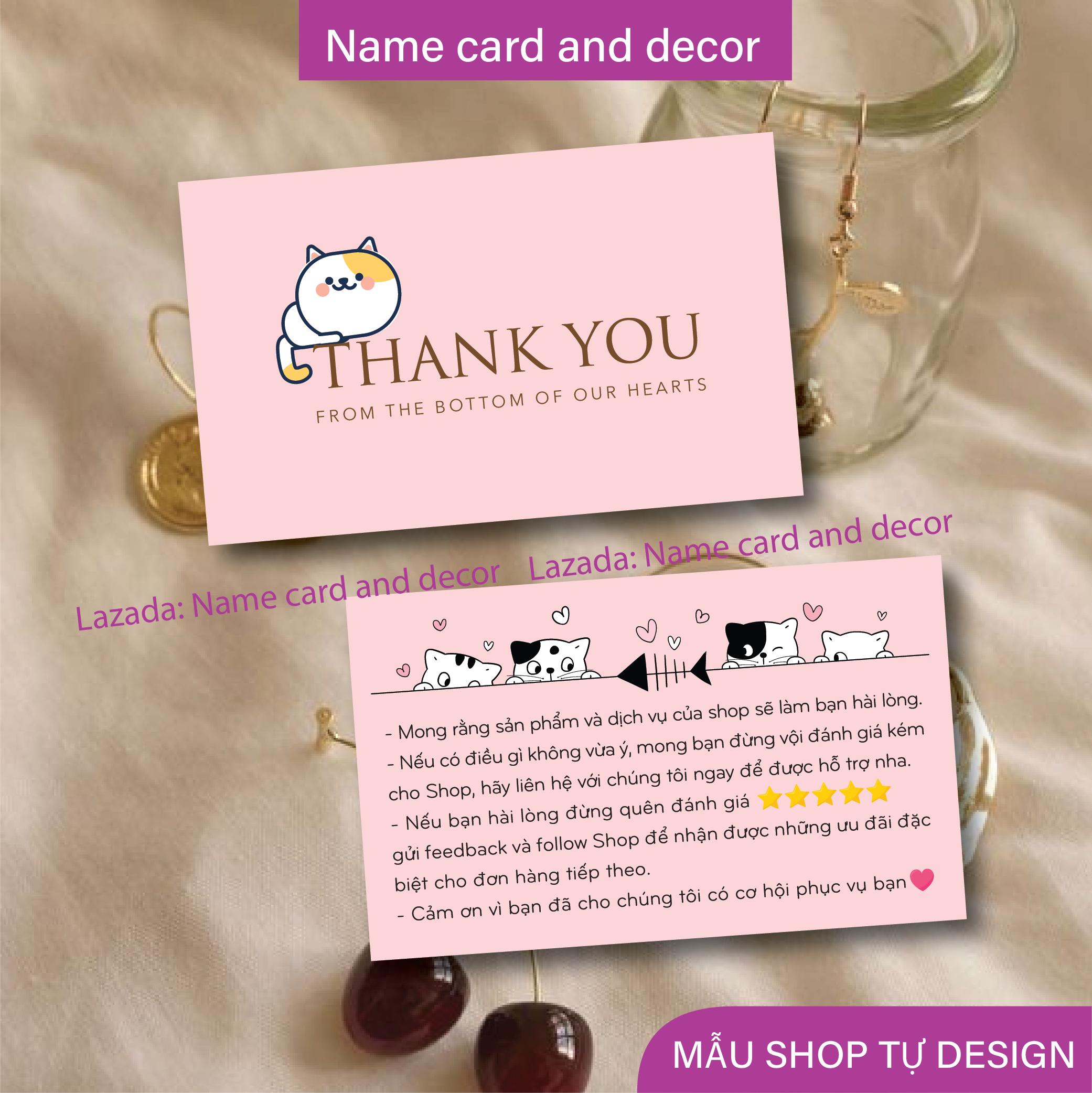 (Combo 100 cái) namecard kute dành cho shop bán hàng, card visit, namecard and decor, kích thước 9x5,5 cm