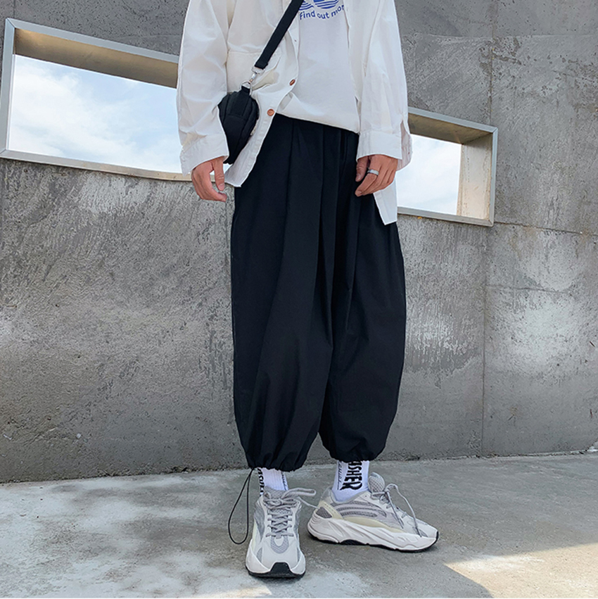 Quần culottes ống rộng nam nữ có dây rút gấu mặc kiểu jogger basic cá tính hàn quốc thời trang 4her jogger nam 9000064c10