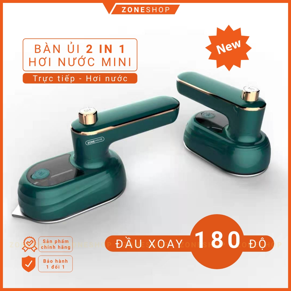 Bàn Ủi Hơi Nước Mini Cầm Tay ZoneHouse, bàn ủi 2 trong 1, ủi trực tiếp,hơi nước, bàn là mini thuận tiện du lịch ZONESHOP