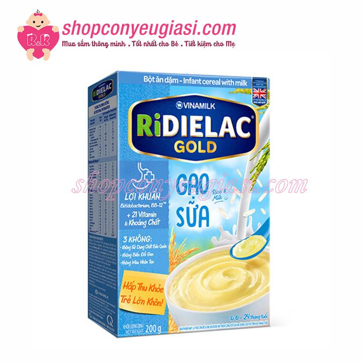 Bột ăn dặm ridielac gạo sữa - hộp giấy 200g