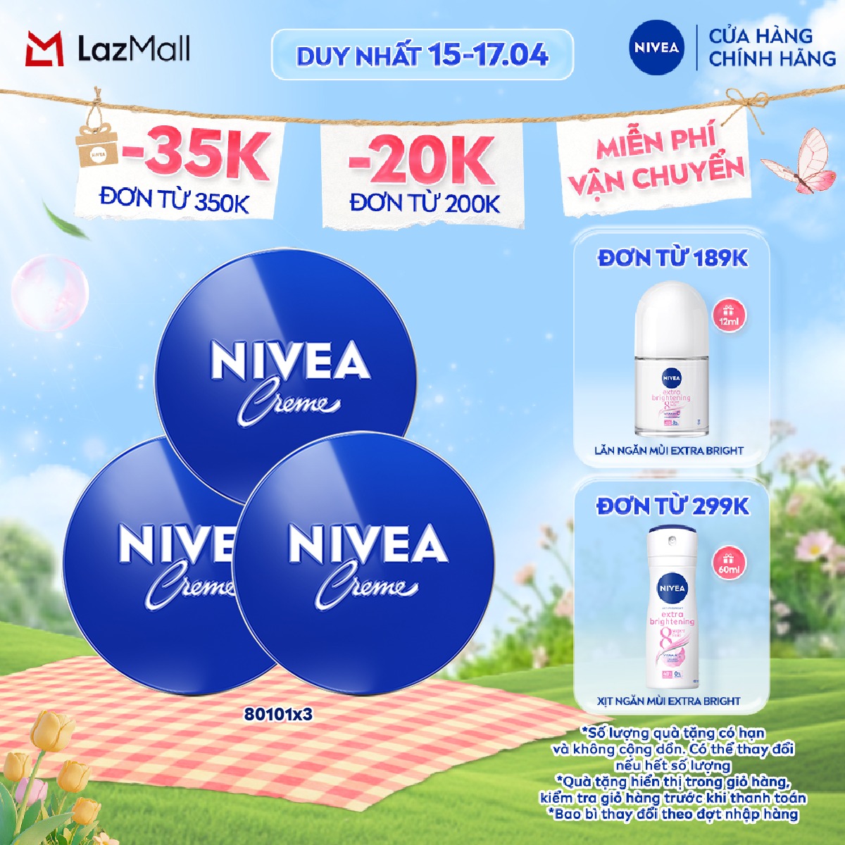 Bộ 03 Kem Dưỡng Ẩm NIVEA Crème (30mlx3) - 80101x3