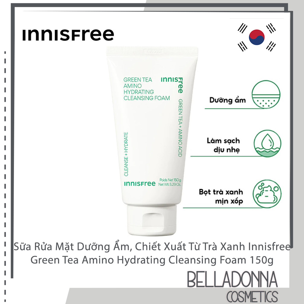 Innisfree Green Tea Amino Hydrating Cleansing Foam 150g