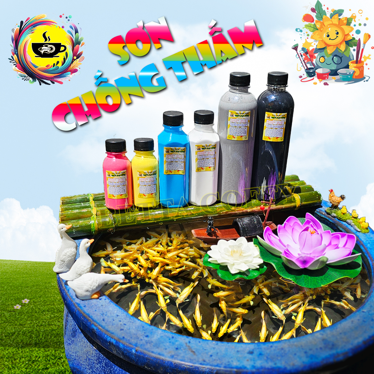 Sơn Chống Thấm thùng xốp tường sàn xi măng hồ cá bể nuôi cá cảnh chống dột mái nhà sân thượng