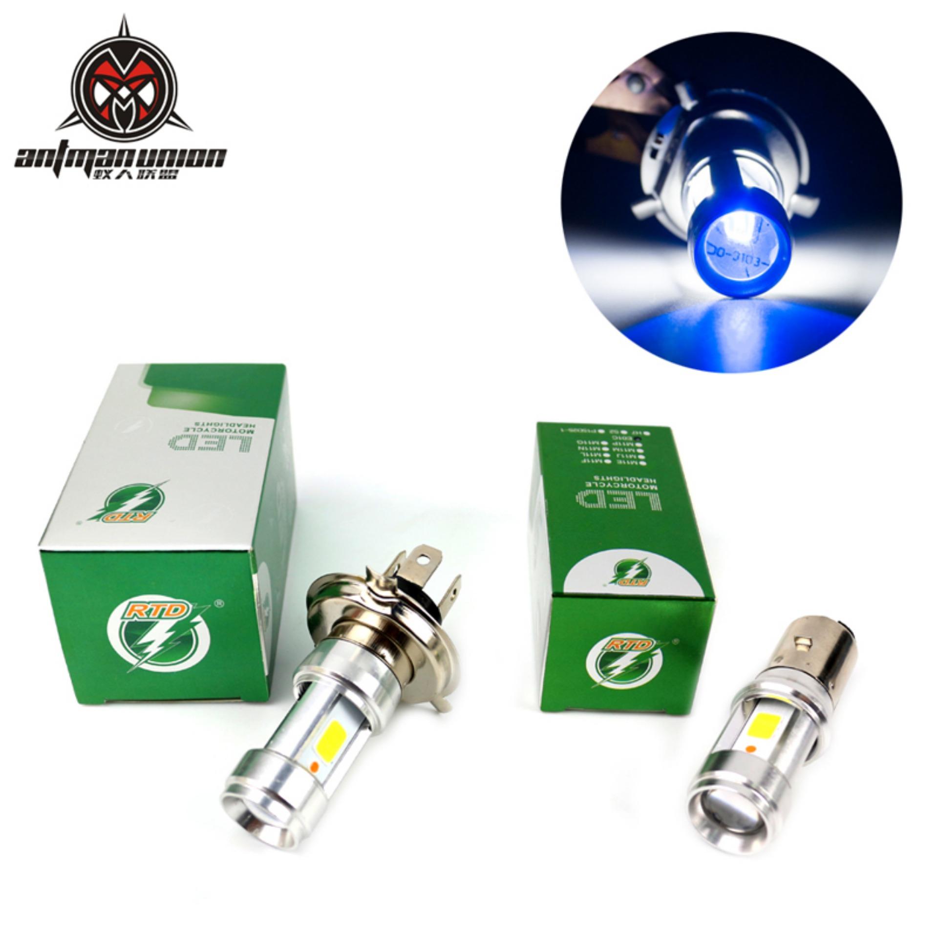 Đèn pha led siêu sáng, đèn led h4 cho xe máy, đèn pha moto rtd 3 chân sieu sáng sale 50%