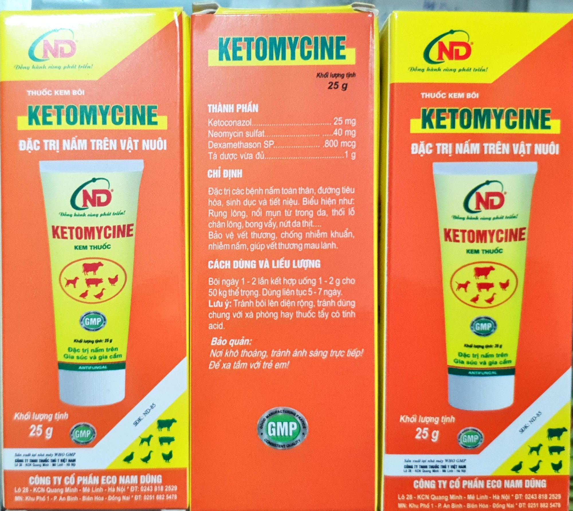 Ketomycine (25g) - 1 tuýp bôi (thoa) lác, lở loét, xà mâu, nấm ngoài da cho gà đá, chó mèo, bò