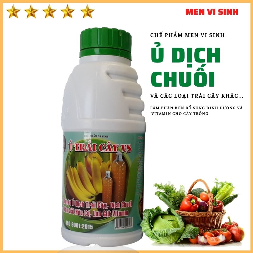 Men vi sinh ủ dịch chuối, trái cây làm phân bón: bổ sung dinh dưỡng, kích mầm, tăng đề kháng sâu bệnh - chai 500ml