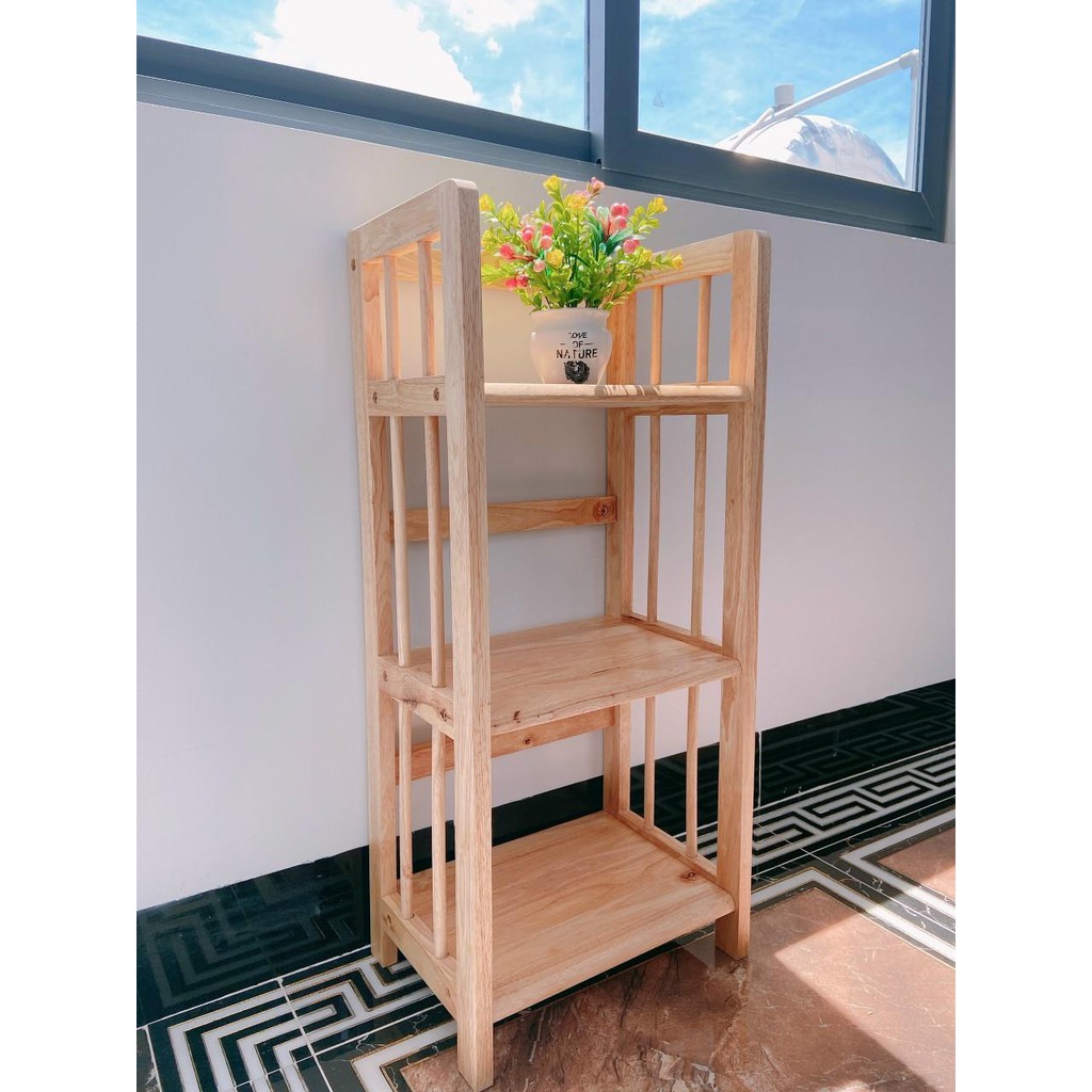 Kệ sách gỗ 3 tầng rộng 40cm gỗ cao su chống mọt hiệu quả