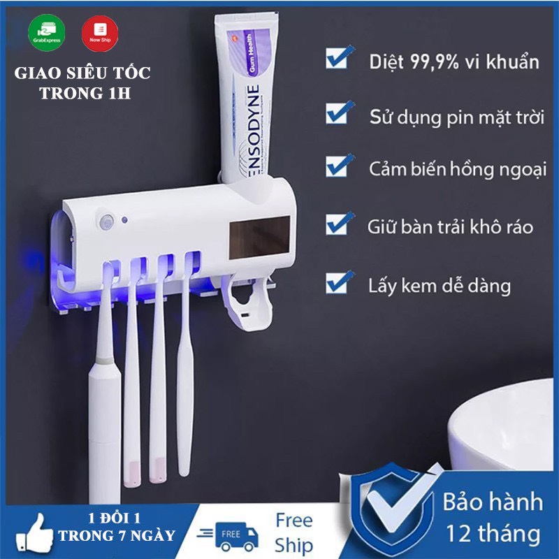 Giá Treo Bàn Chải Nhả Kem Thông Minh Sạc Pin Tia UV Diệt Khuẩn 999% hộp thiết bị khử trùng bàn chải máy sấy tiệt khử trùng diệt khuẩn bàn chải công nghệ Hàn quốc