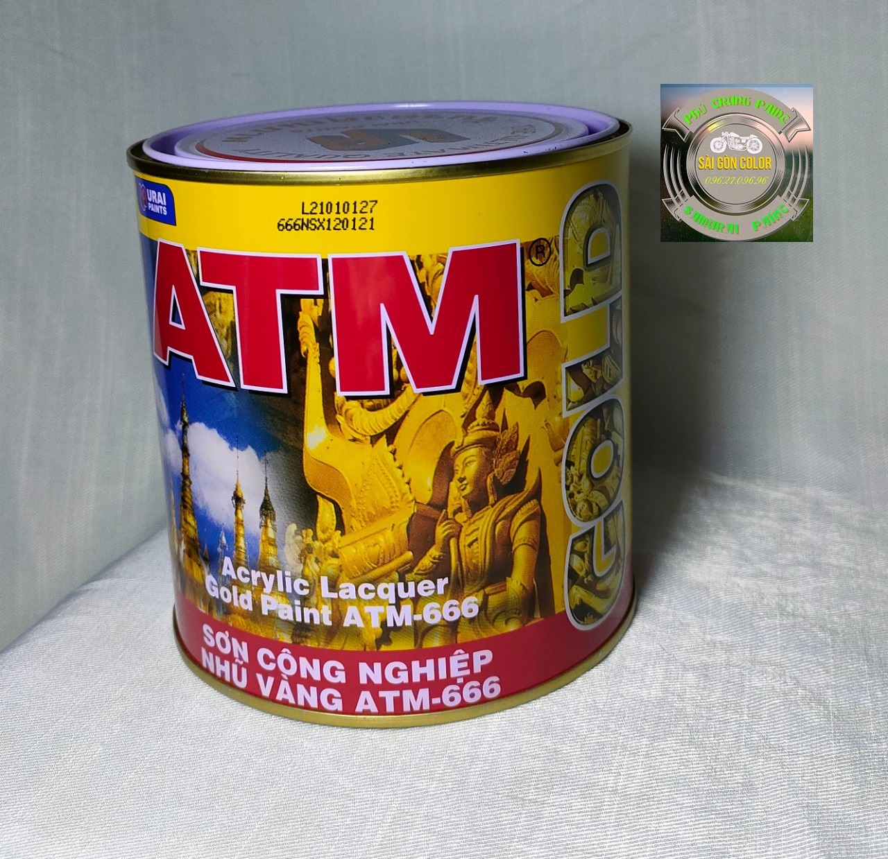 Sơn nhũ vàng ATM 666 lon 875ml dùng cho sắt kẽm