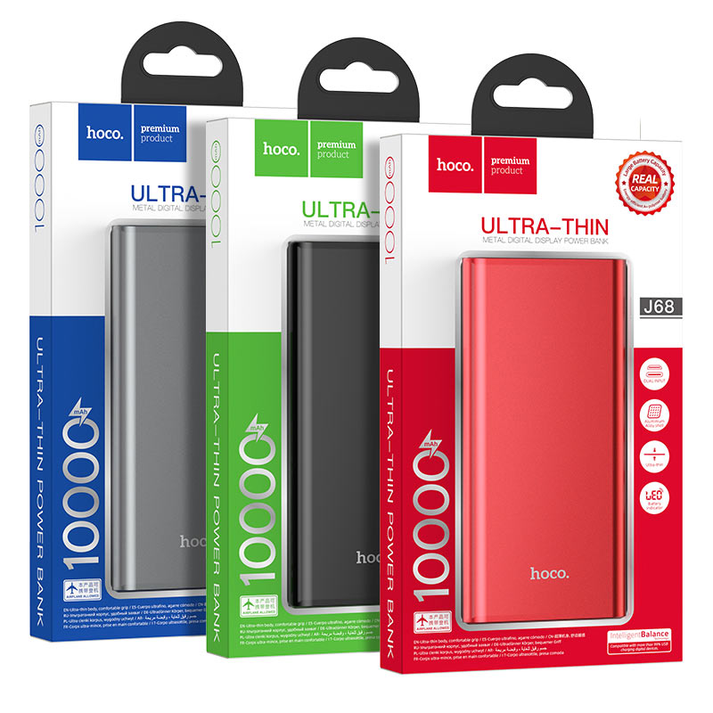 [HCM]Pin Sạc Dự Phòng Hoco J68 10000mAh Vỏ kim loại Màn Hình LCD Báo Pin – Pin Dự Phòng Kiểu Dáng Thanh Lịch Nhỏ Gọn