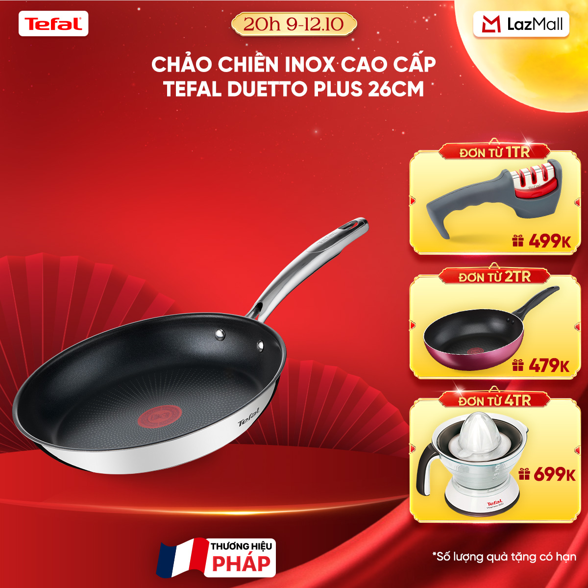 Chảo chiên Inox 18/10 cao cấp Tefal Duetto Plus 26cm