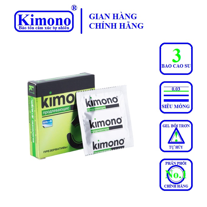 [HCM]Bao cao su Kimono 0.03 3 bao / hộp - Kéo dài thời gian quan hệ