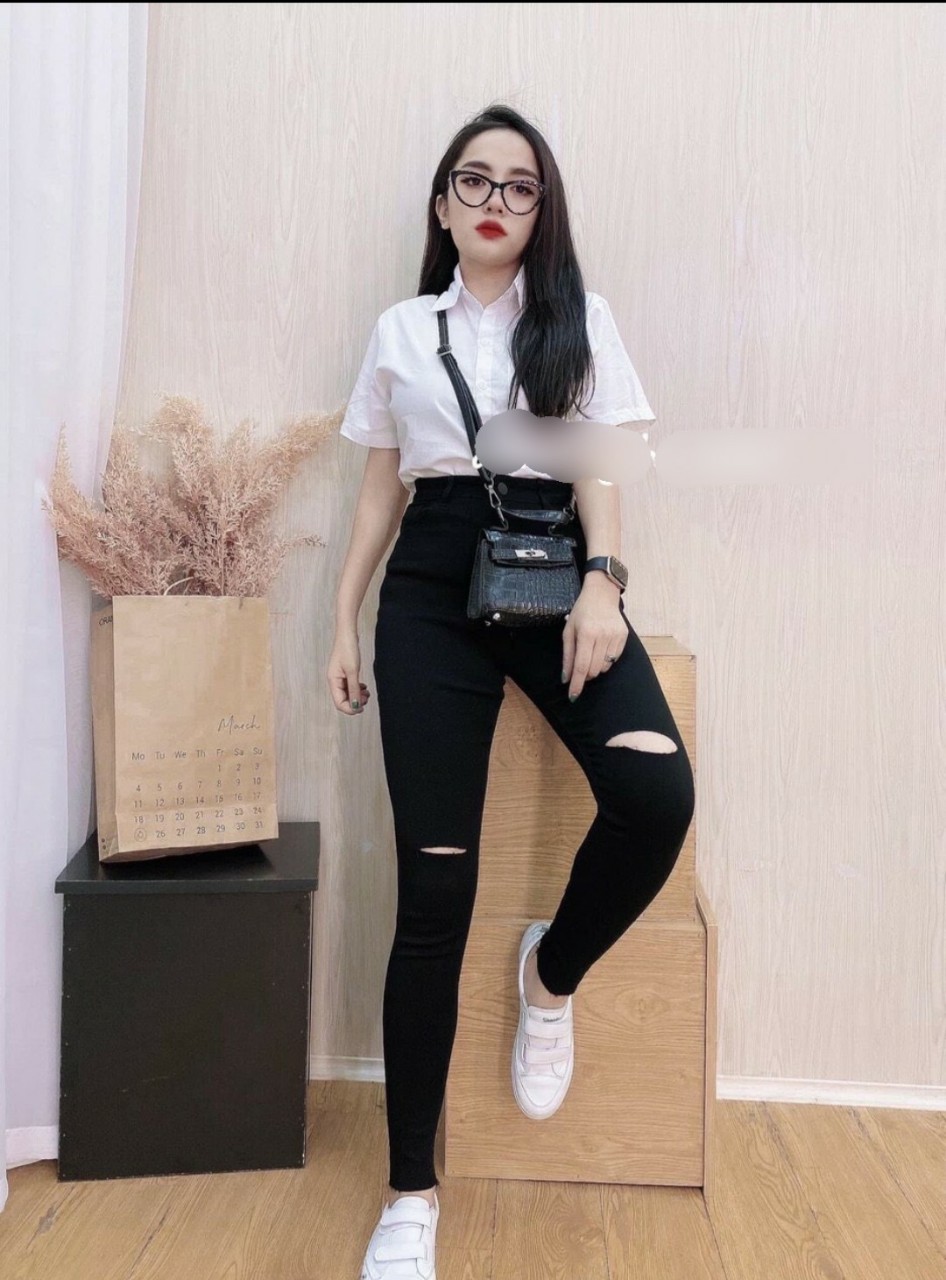 Quần skinny kaki rách gối thần thánh dễ phối đồ PC