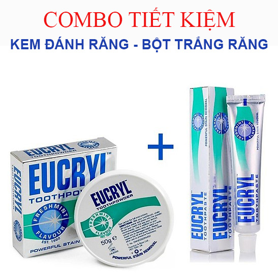 [HCM]Bộ Kem đánh răng và Bột tẩy trắng răng Eucryl nhập khẩu từ Anh Quốc