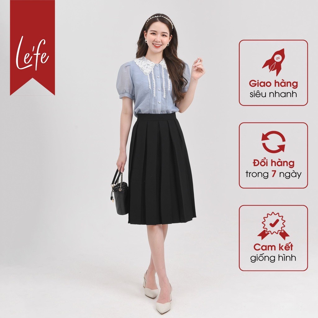 Chân váy xếp ly tiểu thư dáng dài thời trang nữ Léfe CV03