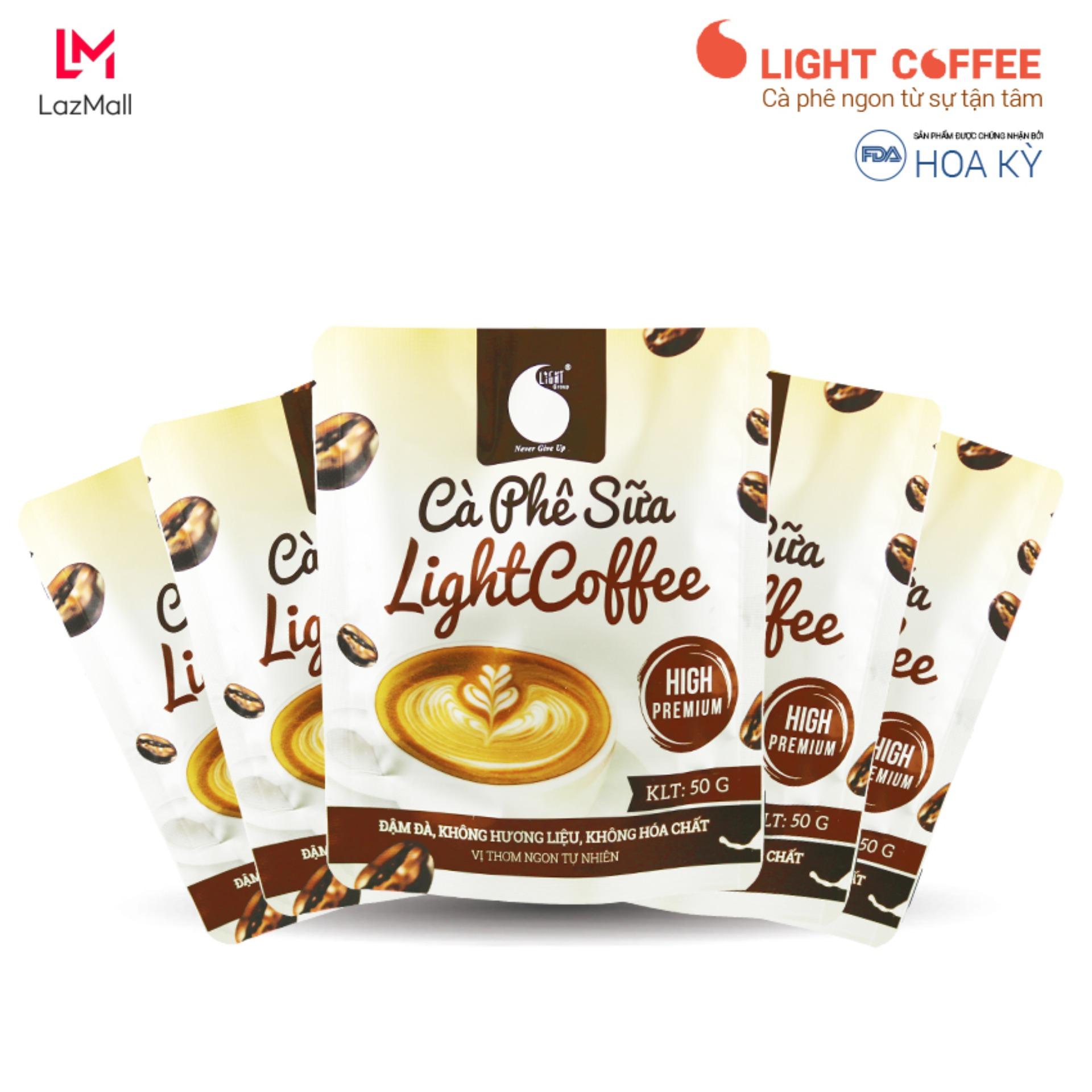 Combo 5 gói Cà phê sữa thơm ngon và tiện lợi, đặc biệt không pha trộn hương liệu , Light Coffee , gói 50g