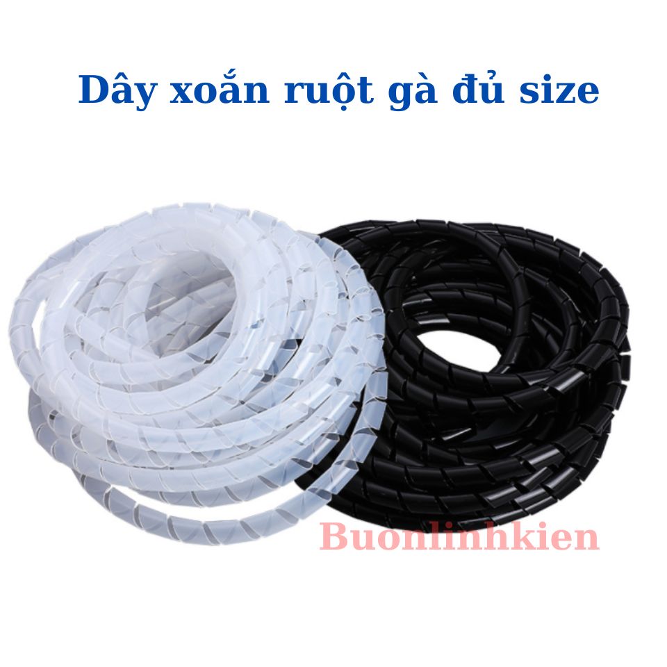 Dây xoắn ruột gà, bọc dây điện đủ size màu trắng- đen