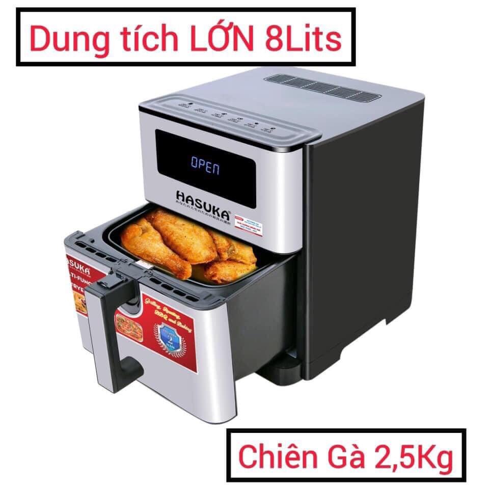 Nồi chiên không dầu điện tử Hasuka HSK-399 8.0L – Màu đen, nồi chiên lớn, điều khiển cảm ứng, an toàn cho sức khỏe.