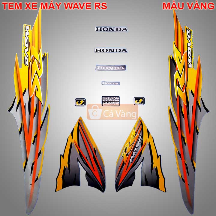 Tem dán xe máy Wave RS LOẠI như ZIN, TEM như XỊN - màu VÀNG