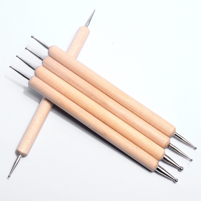 Bộ cọ chấm bi 5cây cán gỗ cao cấp đủ size