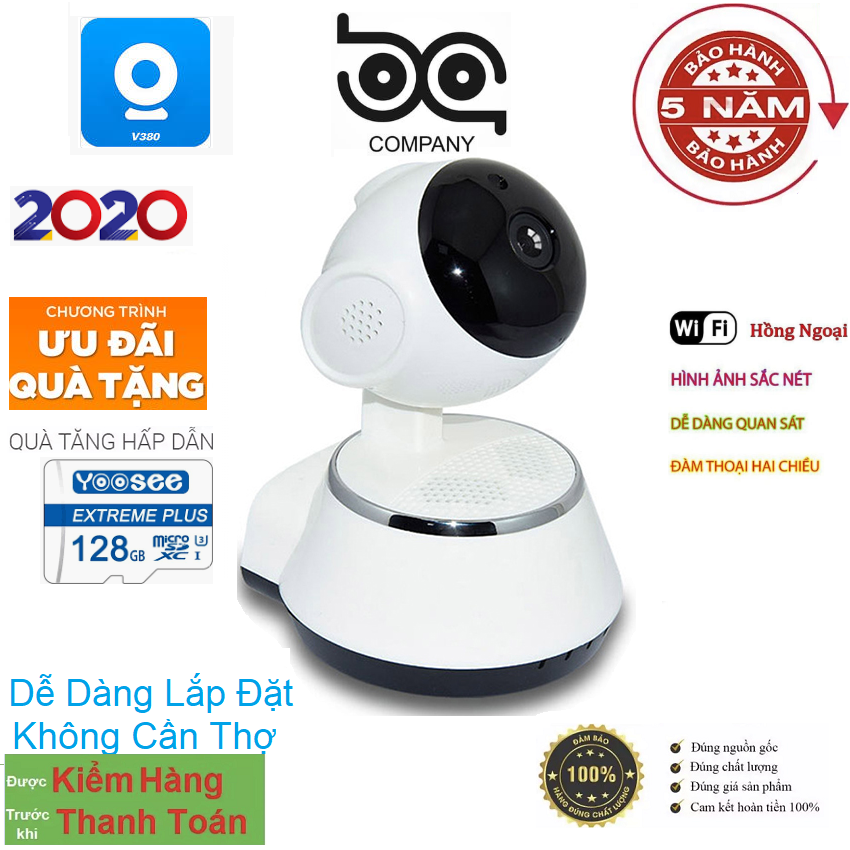 Camera ip wifi v380 2mpx siêu nét xoay 360 đàm thoại 2 chiều hồng ngoại xem đêm v380 - viễn thông bảo an