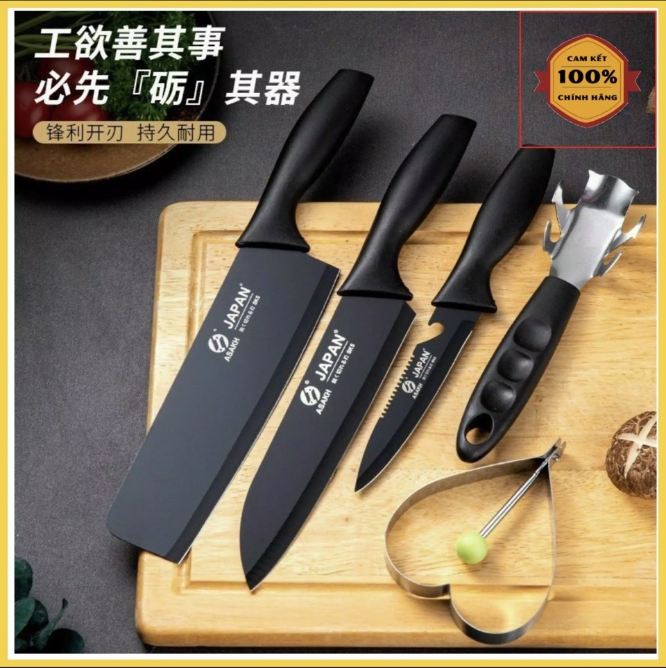 Bộ dao nhật bản 5 món nhà bếp đa năng bằng thép - bộ dao asaki 5 món cao cấp cho nhà bếp