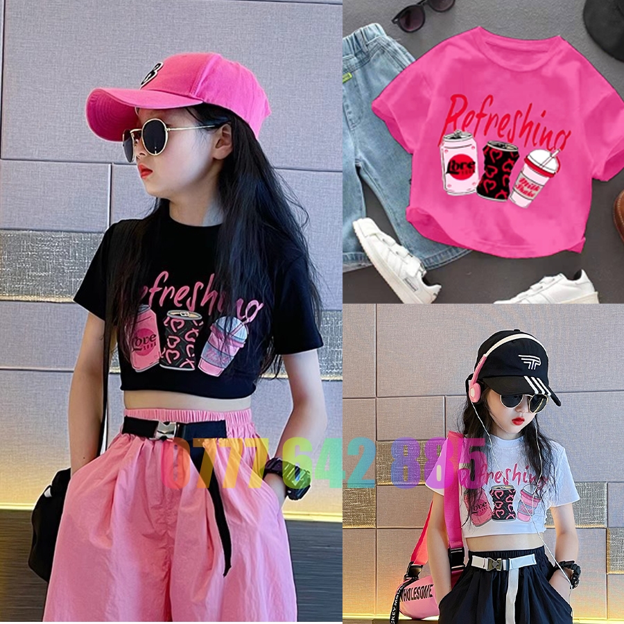 Croptop girls t shirt New reborn baby girls t shirt 17-47 kg Hebi kids cotton T-shirt
