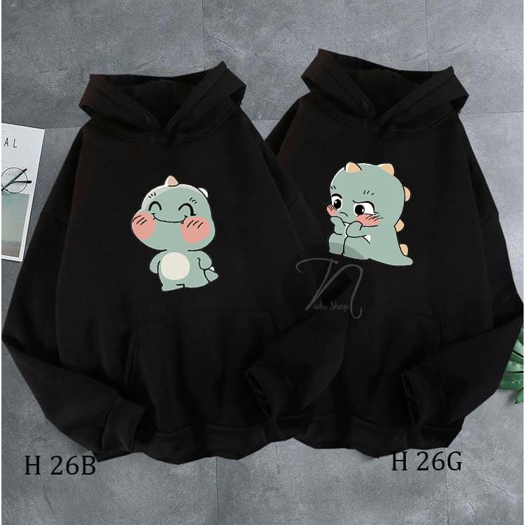 Áo Nỉ Hoodie in hình khủng long cute [FREESHIP] Áo Hoodie dày dặn, áo Hoodie nam nữ đẹp,áo Hoodie trắng đen mùa đông đẹp