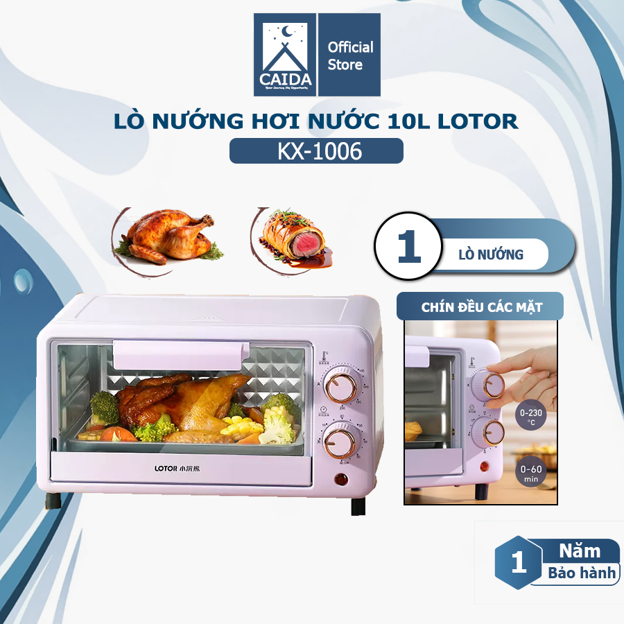 Lò nướng mini Lotor KX1006 Lò nướng điện đa năng dung tích 10L công suất 750W thích hợp làm bánh quay thịt