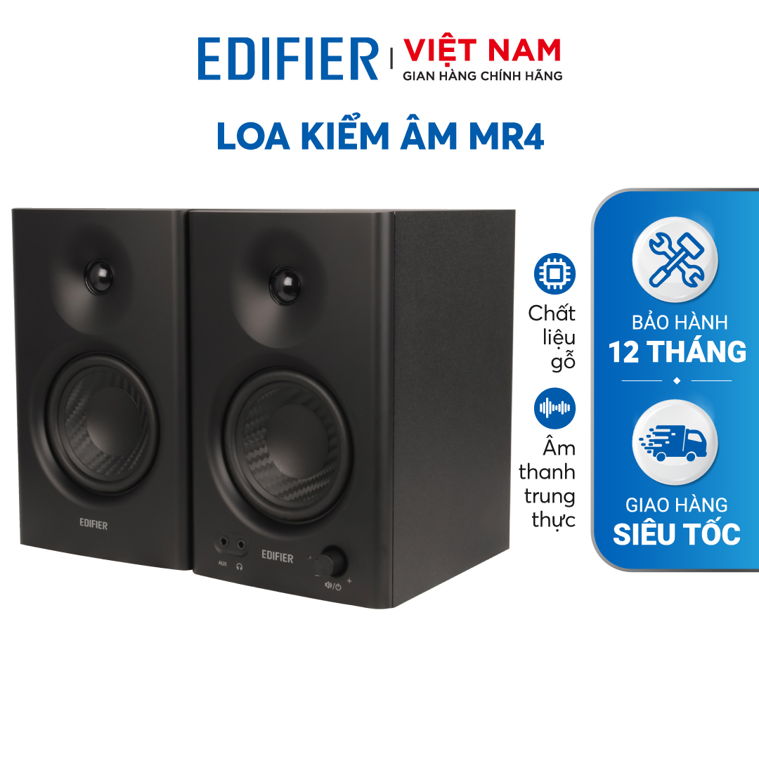 Bộ loa kiểm âm edifier mr4 công suất 42w, vỏ gỗ chống dội âm - tweeter vòm 1 inch, âm thanh siêu trầm - hàng phân phối chính hãng - bảo hành 12 tháng