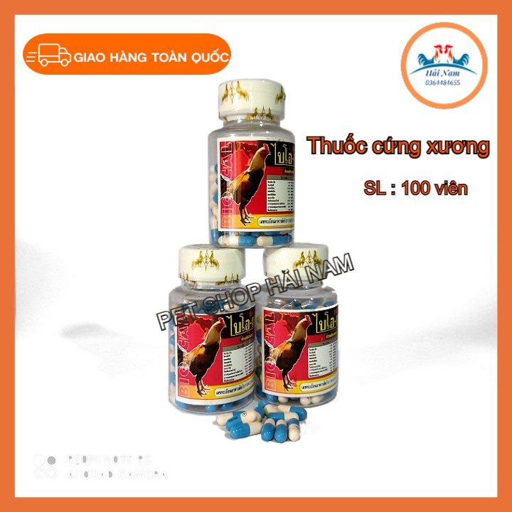 BiO Cal Thái Lan [Combo 3 lọ x 100 viên] bồi bổ gân gối,xương khớp hiệu quả,phục hồi cơ gân gà đá.thuốc nuôi gà đá