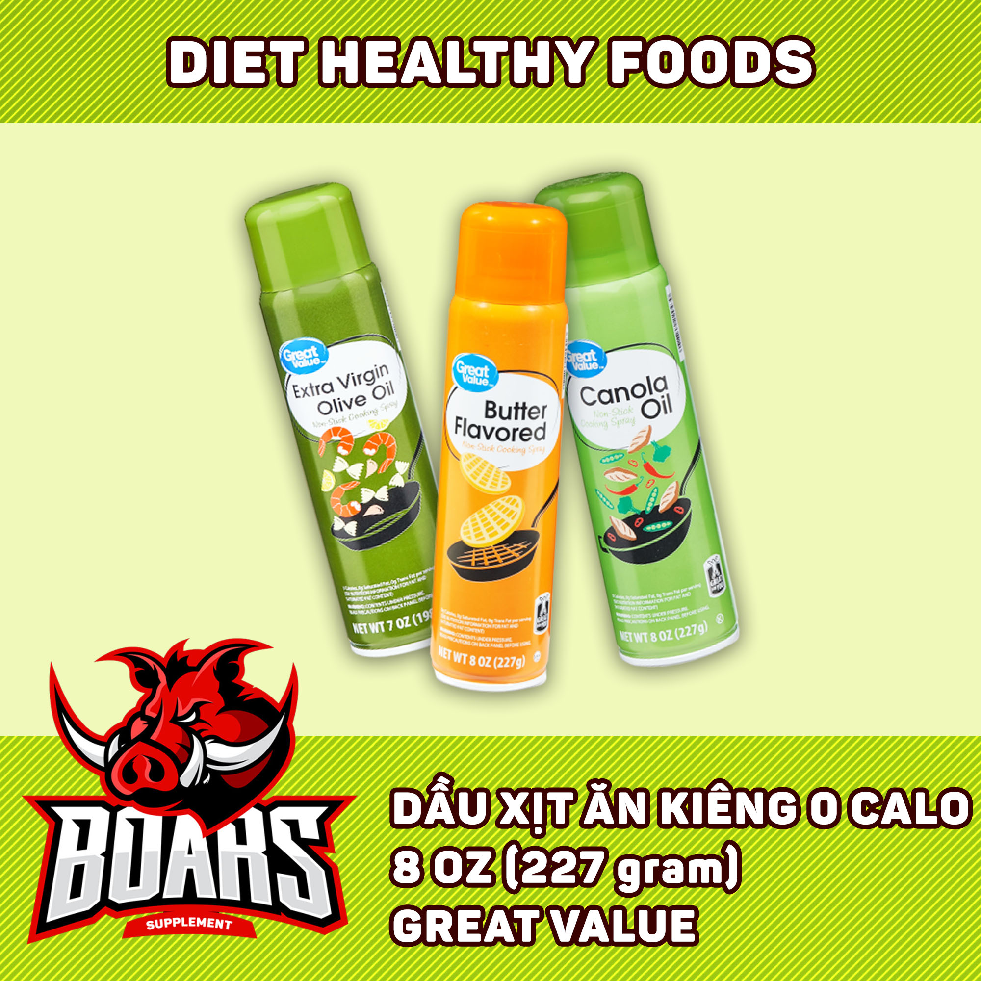 Great Value Dầu Xịt Ăn Kiêng Không Calo - Chính Hãng Tại Boars Supplement