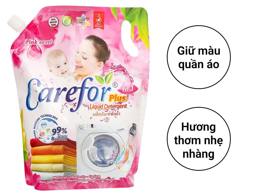 Nước giặt qa 6 in 1 carefor 2000ml -carefor detergent 2000ml pink