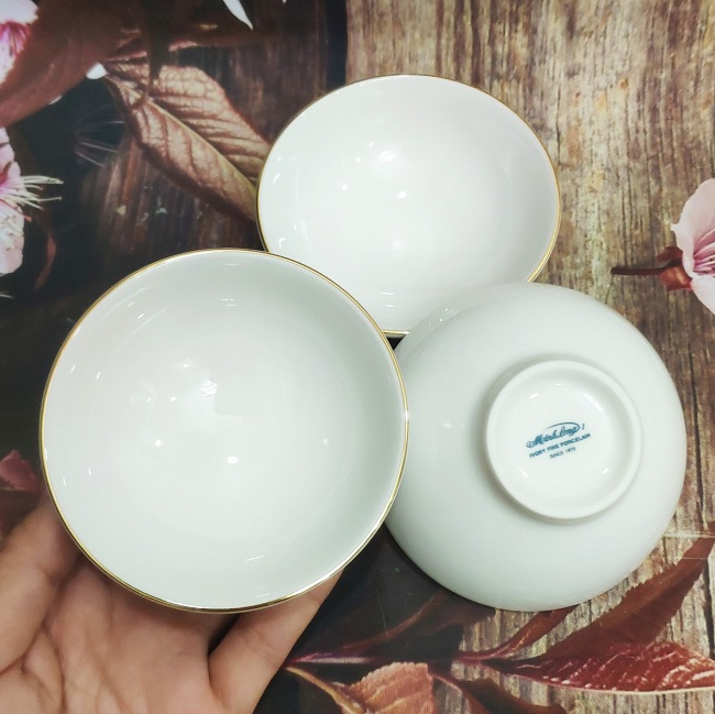 Chén chấm sứ minh long viền chỉ vàng - chén chấm sứ minh long