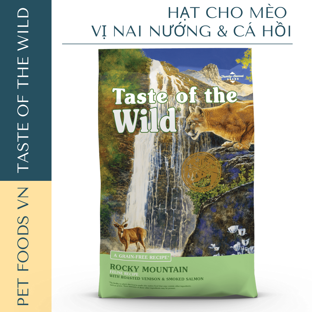 Hạt cho mèo TASTE OF THE WILD Rocky Mountain vị Nai Nướng & Cá Hồi Xông Khói